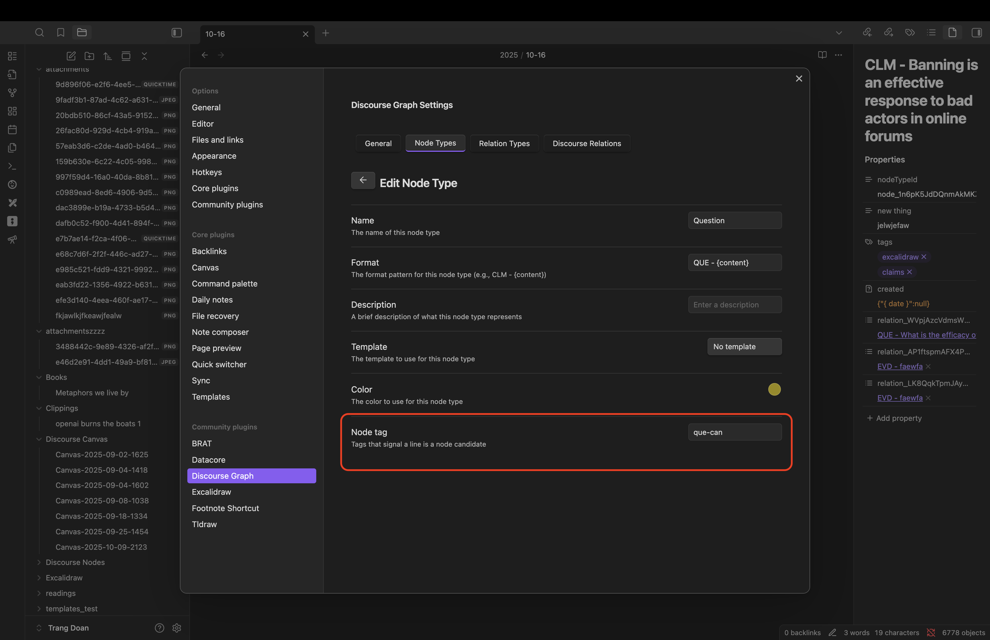 Node tags setting